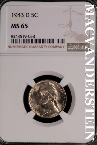 1943-D Jefferson Nickel - NGC MS 65 - Brilliant Uncirculated  Lustrous  #SLG234
