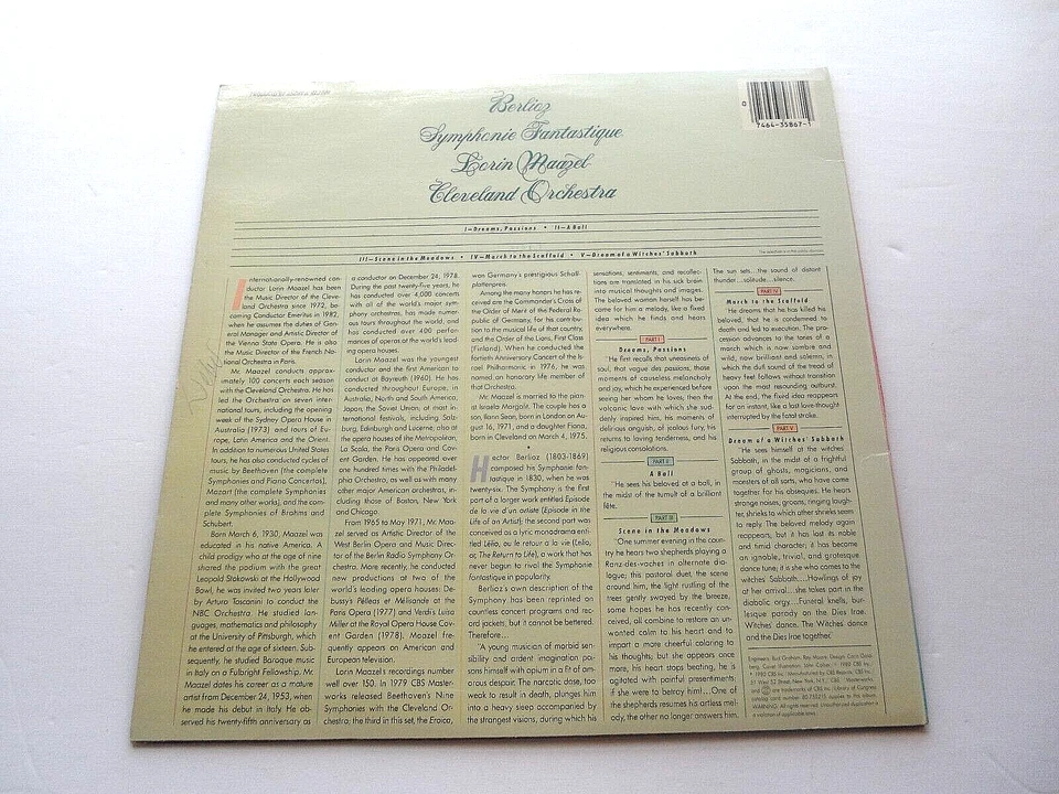 BERLIOZ-SYMPHONIE FANTASTIQUE-Lorin Maazel Cleveland LP 1980 Foto 2 de 3