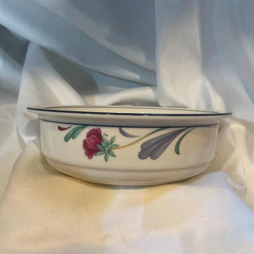 3 Lenox Chinastone Poppies On Blue Soup Cereal Bowls Floral Retired USA Made - Picture 2 of 3