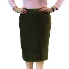 J. Jill Plus Size Corduroy Velvet Deep Olive Midi Skirt 1X