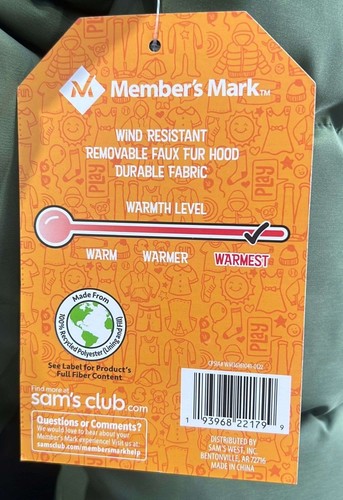Member's Mark Boy's Ultimate Weather Resistant Parka Jacket size 7-8 - Picture 4 of 4