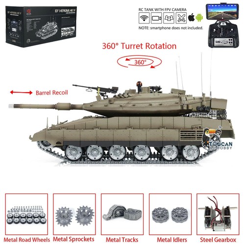 1:16 Skala Henglong TK7.0 Merkava RTR RC Panzer 3958-1 Metall Getriebe Track - Bild 3 von 24