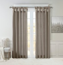 Madison Park Emilia 100 Polyester Solid Faux Silk Lined Twist Tab Curtain