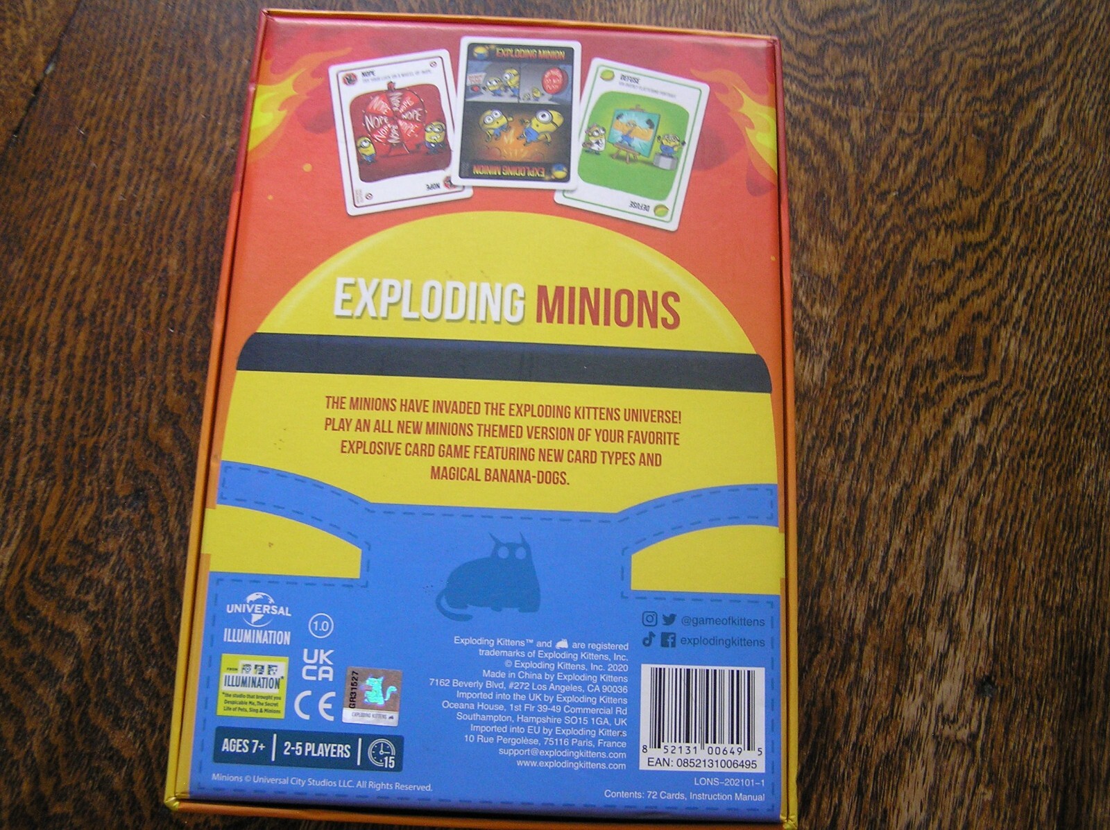 Exploding Minion 2020 Exploding Kittens EXPLODING MINIONS Card Game 2-5 Players Age 7 ...