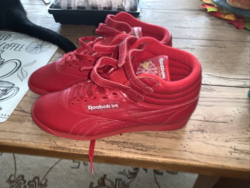 REEBOK FREESTYLE HI WOMEN'S SNEAKERS Sport Workout Casual Shoes Red | eBay
