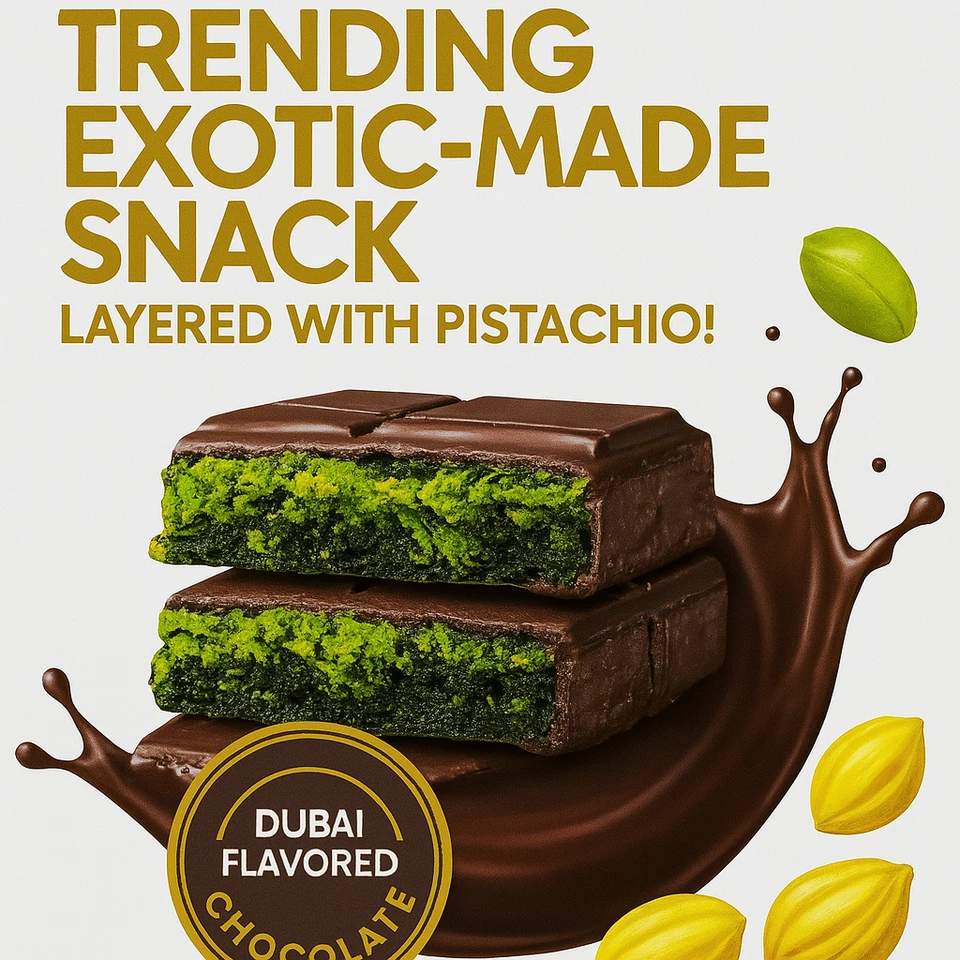 EXÓTICA Barra de Chocolate con Sabor Dubai - Caramelo Premium de Oriente Medio con Pistacho Foto 4 de 4