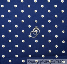 BonEful Fabric FQ Cotton Quilt Blue Yellow White Yellow Daisy Flower Dot Stripe