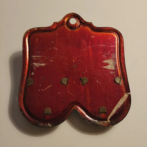 Vintage Antique Red Metal Wall Hanging Match Safe Double Stricker Front Holder - Picture 4 of 8