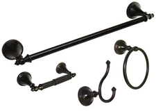Dark Oil Rubbed Bronze Bathroom Accessories 4 PC Combo 18" Towel Bar Ring Holder