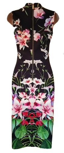 Ted Baker Dress Floral Tropics bodycon Size 1 UK 8 V neck sleeveless lined New - Picture 6 of 11