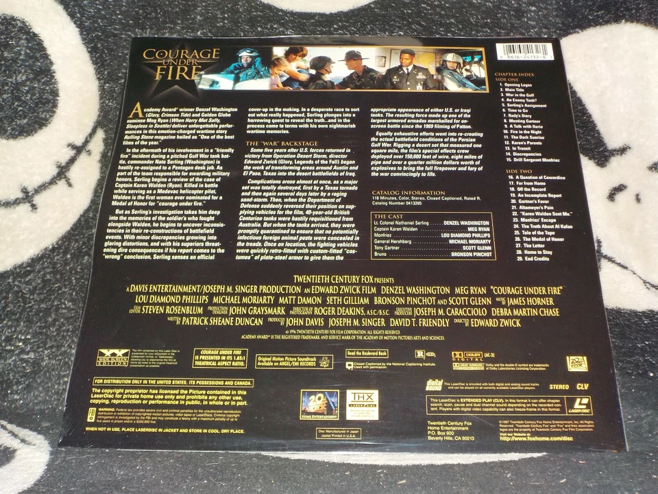 НОВЫЙ ЗАПЕЧАТАННЫЙ широкоэкранный лазерный диск Courage Under Fire LD Meg Ryan бесплатная доставка $50 - Изображение 2 из 2