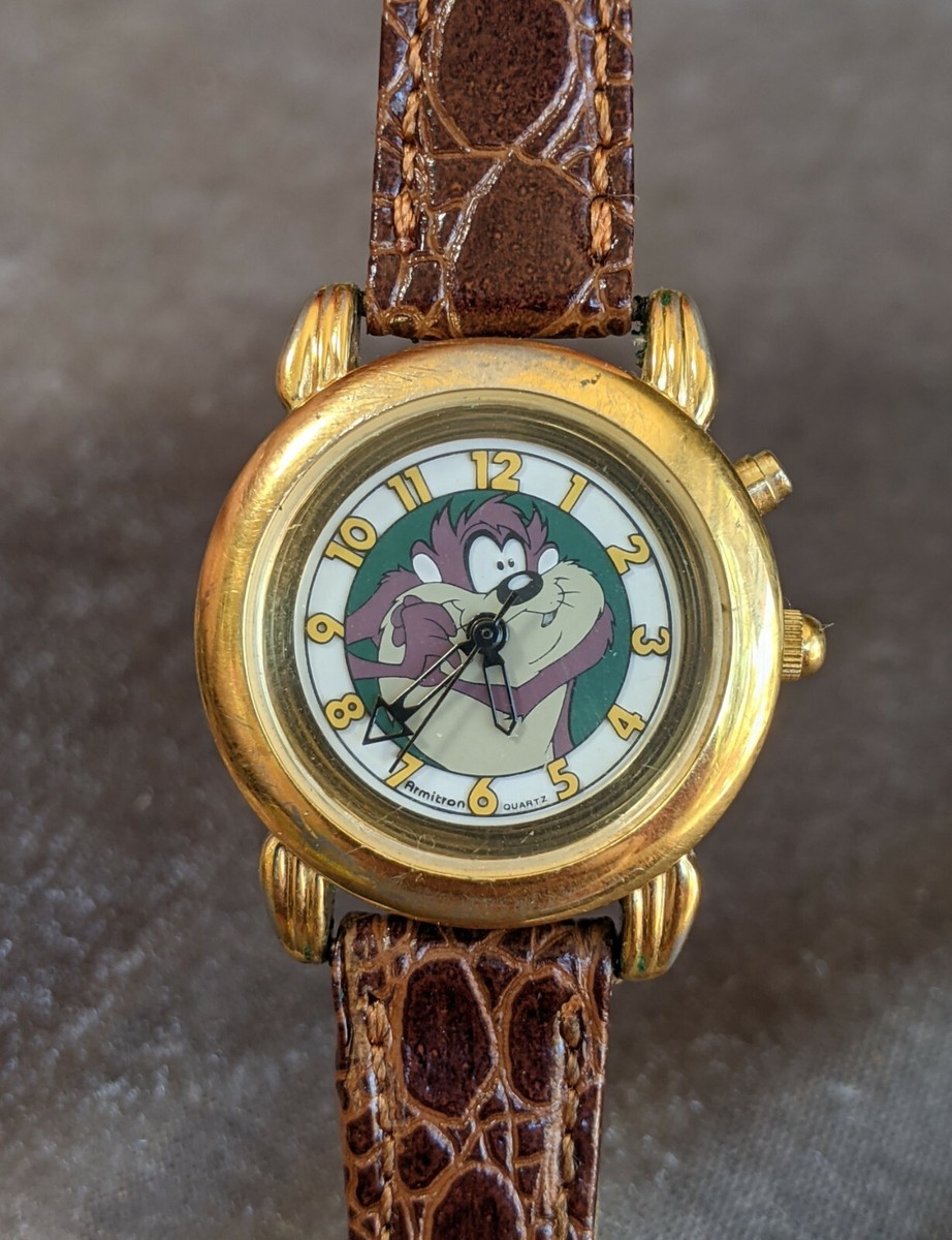 Vintage Armitron Women\'s Quartz Watch Works Used Taz Tazmanian Devil Vintage Armitron Tasmanian Devil Taz Watch Gold Tone 1994  main image 4