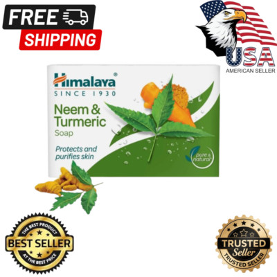 Himalaya Neem & Turmeric Soap 125g - Pack of 4, Natural Skin Care, Free Shipping