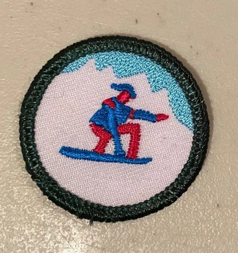 Retired Junior Girl Scout Snowboarding Snow Badge Patch Round Sew On Scouts