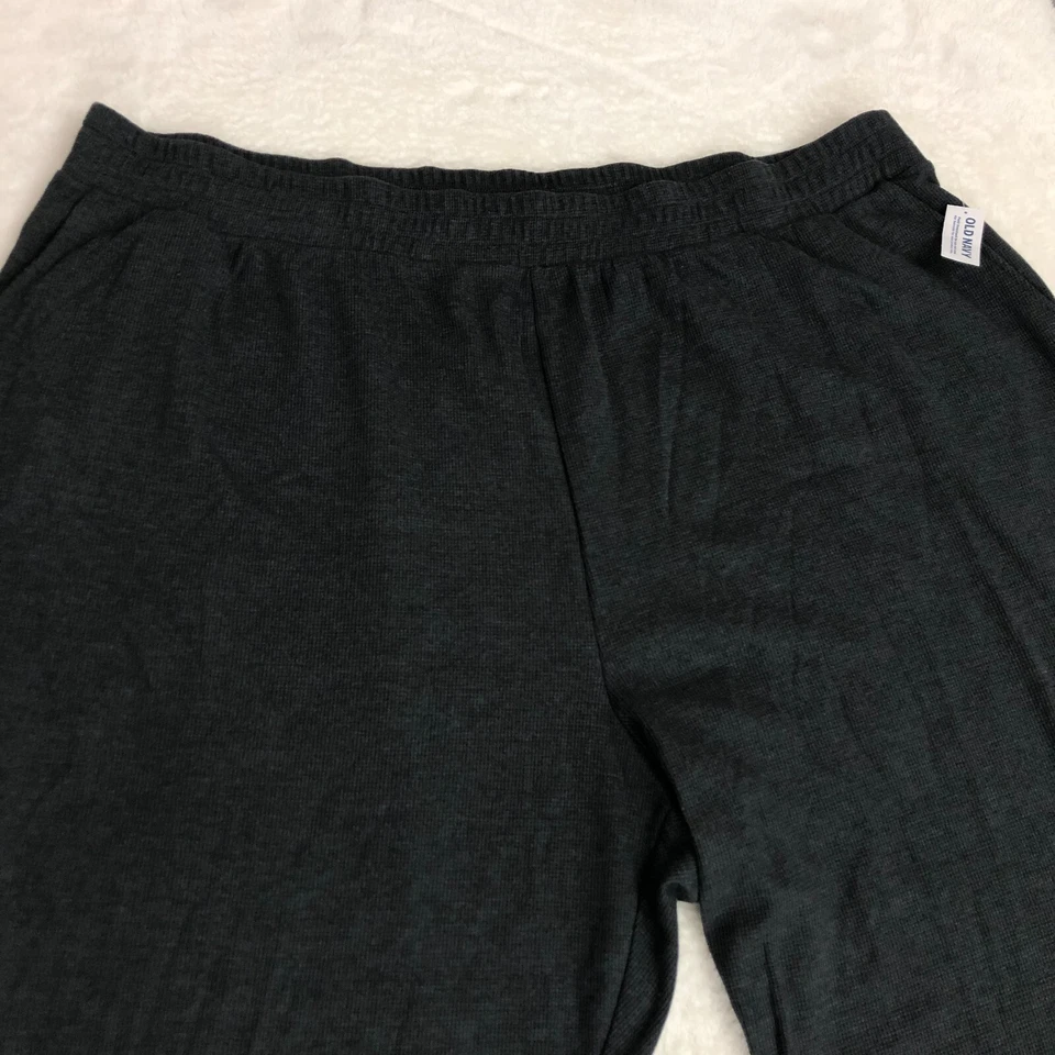 Pantalones de chándal Old Navy para mujer 4X tiro alto térmicos tejidos gofre salón gris oscuro Foto 3 de 4