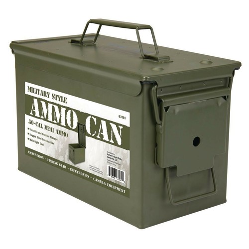 NEW Metal 0.50 Caliber Ammo Can Military 50CAL METAL AMMO CAN BOX FREE SHIP