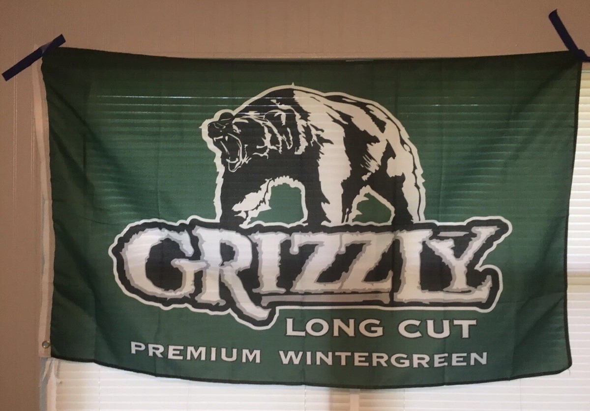 Grizzly Wintergreen Chewing Tobacco 3x5 Flag With Grommets Dorm Mancave  Tailgate