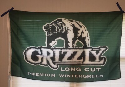 grizzly wintergreen chewing tobacco Grizzly Wintergreen Chewing Tobacco 3x5 Flag With Grommets Dorm Mancave  Tailgate