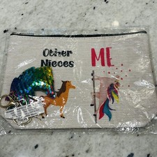 Other Nieces Me Unicorn Gift Set Novelty Makeup Bag Pouch Keychain Sequin New