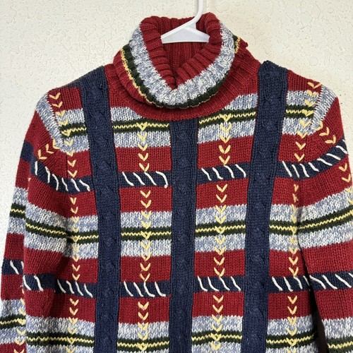 By Next Era Ramie Wool Blend Sweater Boys Size M Blue Red Striped Loose Knit - Picture 7 of 7