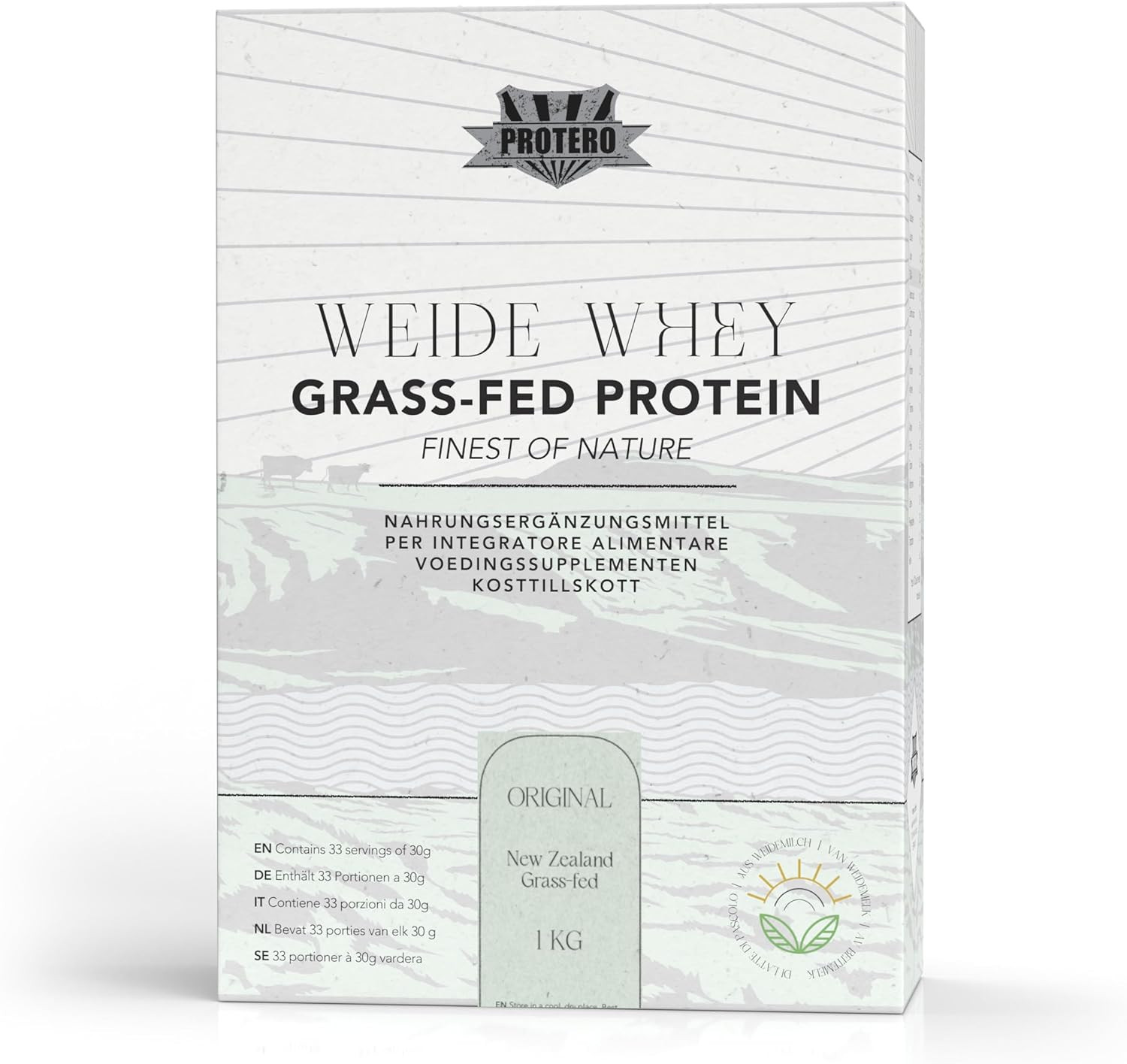 Weide Whey Protein 1kg - Proteine del Siero di Latte Grass-Fed Naturali