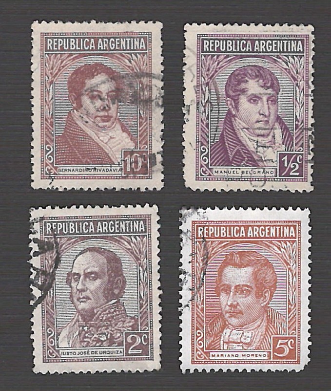 Argentina 1935 Scott 418 + 420 + 1937 Scott 427 + 431 - Used