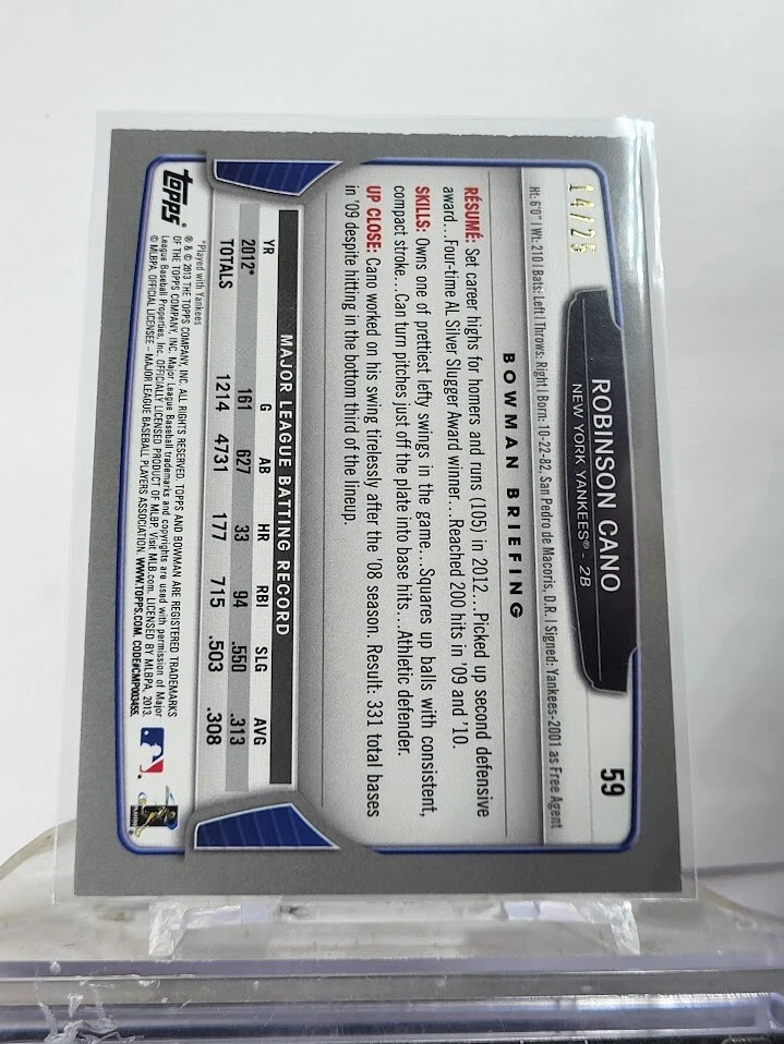 Bowman Red Ice 2013/25 Robinson Cano #59 Foto 2 de 2