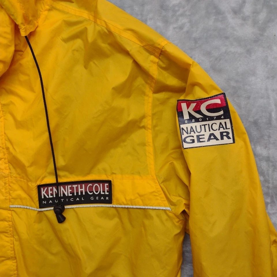 Cortavientos Kenneth Cole de Colección Ropa Náutica Nylon Grande Amarillo Impermeable Foto 4 de 4