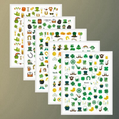 St. Patrick's Day Nail Stickers Green Shamrock Three-Leaf Clover Saint Patrick