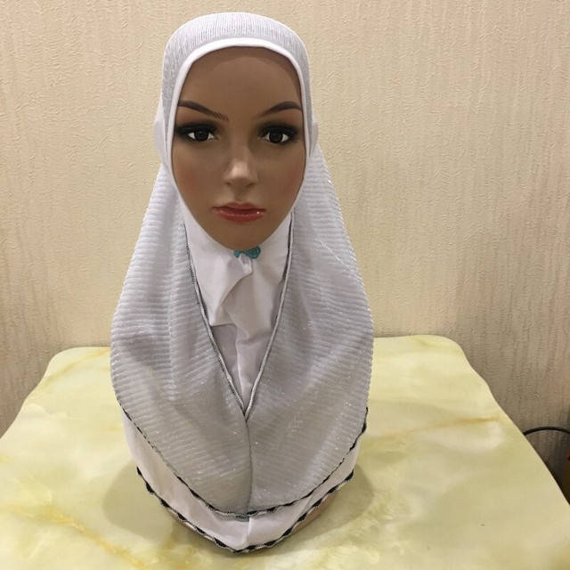 Women Muslim Islamic Arab Shawls Shayla Cap Hat Crinkle Hijab Turban