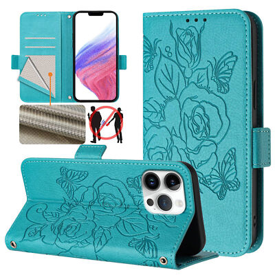 For iPhone 17 16 Pro 15 14 13 12 11 Crossbody Strap Flip Leather Wallet Case