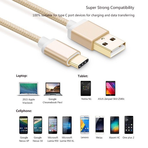 USB-C Type C Nylon 1M 2M 3M Fast Charger Data Charging Cable For Samsung Huawei - Picture 12 of 15