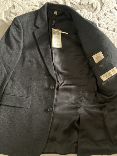 Authentic New BURBERRY Men Dark Gray MADDOX Slim CASHMERE Blazer Jacket 36 US S - Picture 10 of 14