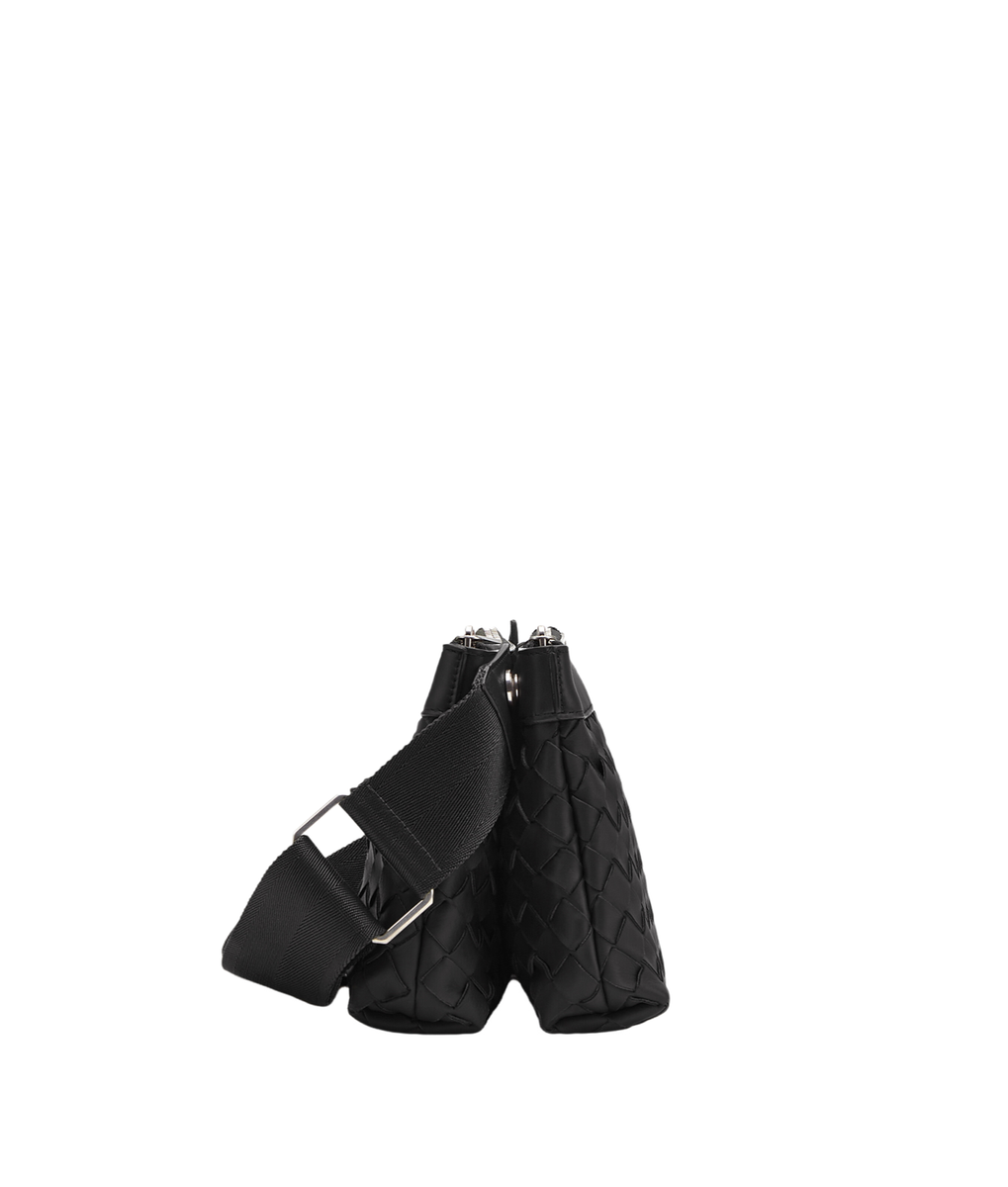 Bottega Veneta Duo $2500 Black Intrecciato Leather Crossbody Bag