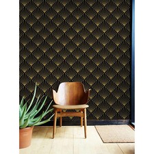 Art Deco sun rays Non-woven wallpaper yellow and black wall mural photo