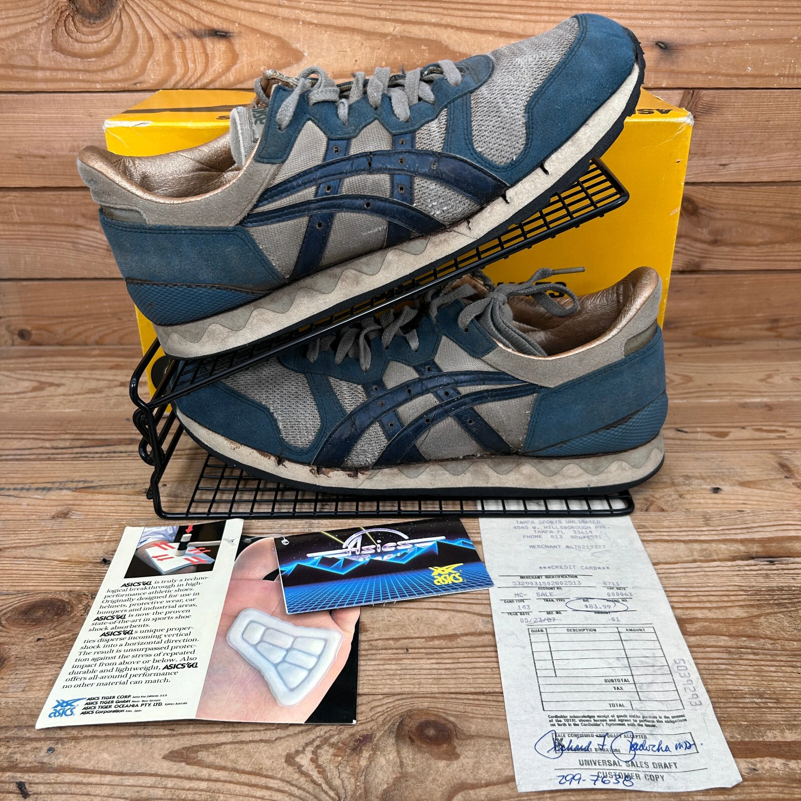 Retro Asics Scarpe da Ginnastica Uomo Taglia UK 9 Tiger Alliance 1987 Grigio Running Japan TN 54