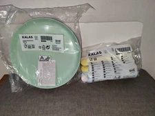 Ikea Kalas Plates and Silverware Plastic Mixed Colors Service for 6