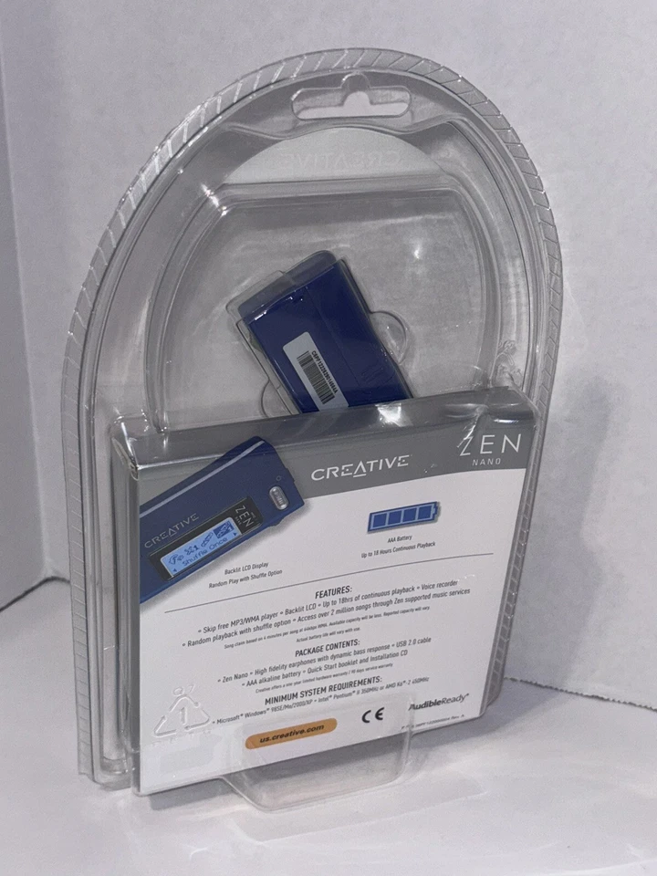 Creative ZEN Nano 512 MB MP3/WMA Player w FM Radio- Blue Brand New Sealed 2005 - Image 2 of 4