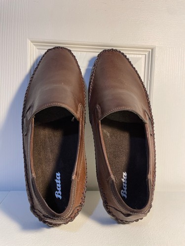 Mocassini in pelle marroni Bata taglia 7,5 uomo taglia 8,5/9 donna scarpe da guida unisex - Foto 5 di 7