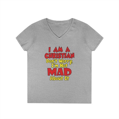 Christian Not Mad Jesus Christ- Ladies' V-Neck T-Shirt by GatorDesign SAVE ON 2+ - Picture 11 of 43
