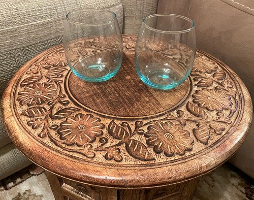 Set of 2 recycled glass table glasses handmade & fairtrade. - Picture 3 of 4