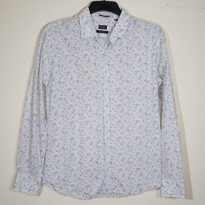 Paul Smith Men's White Floral Pattern Collared Long Sleeve Shirt Slim Fit 16½ 42