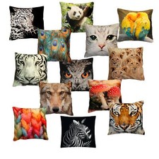 Federa Cuscino Stampa Foto Kurzplüsch Fodera Decorativo Wild Life Circa 40x40 CM