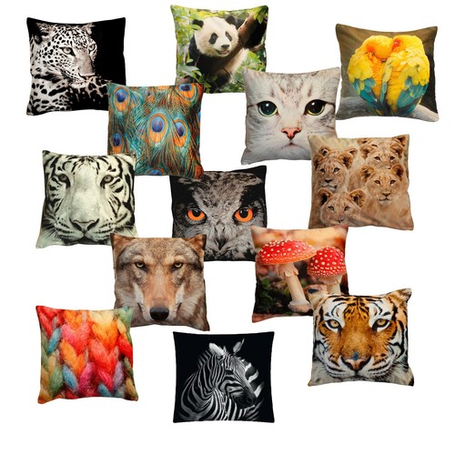 Kissenhülle Fotodruck Kurzplüsch Kissenbezug Deko Kissen wild life ca. 40x40 cm - Bild 1 von 14