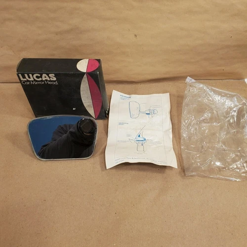 Original Lucas Chrome Wing Mirror Head Square Shape Flat Glass MH 2F NOS