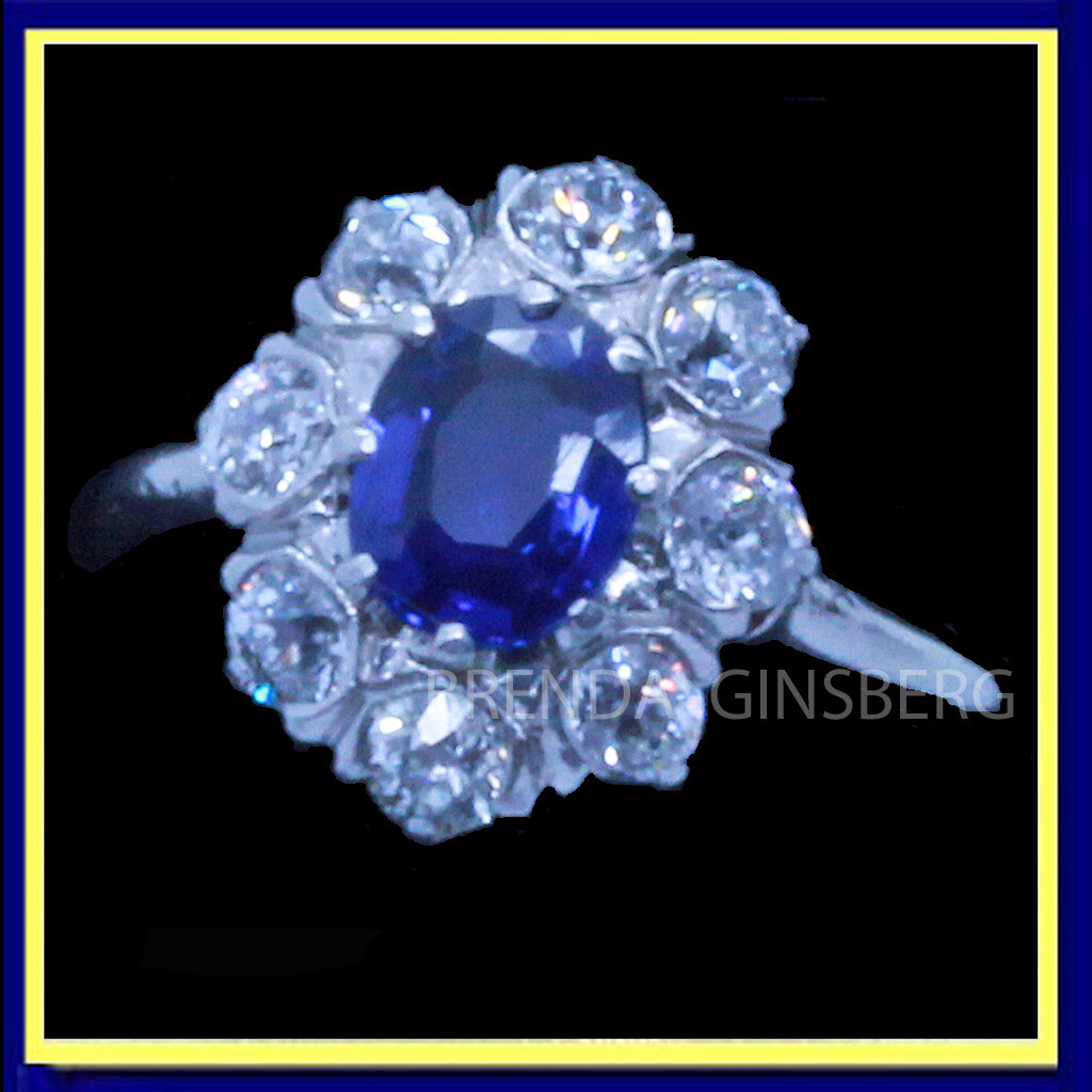 Vintage Ring Natural No Heat Sapphire Diamonds 14k Gold AGL