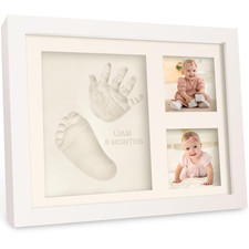 Baby Handprint  Footprint Kit Date  Name Stamp Clay Hand Print Picture Frame