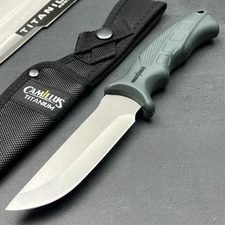 Camillus Large Titanium Fixed Blade Full Tang Hunting Knife With Sheath Rubber