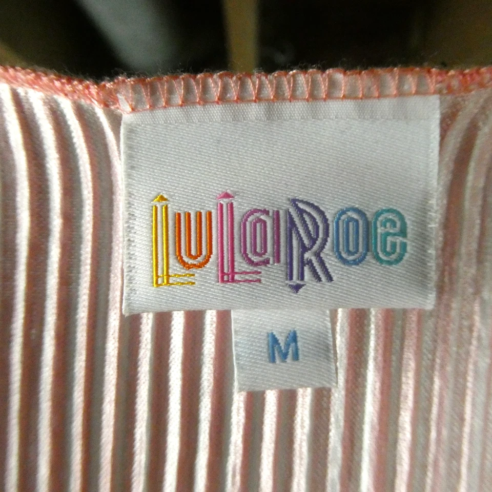 LuLaRoe Shirley Kimono Womens Medium Pink White Waterfall Cardigan Duster New - Image 2 of 4