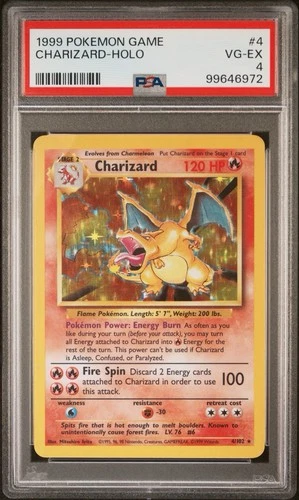1999 POKEMON BASE SET UNLIMITED #4 CHARIZARD-HOLO PSA 4